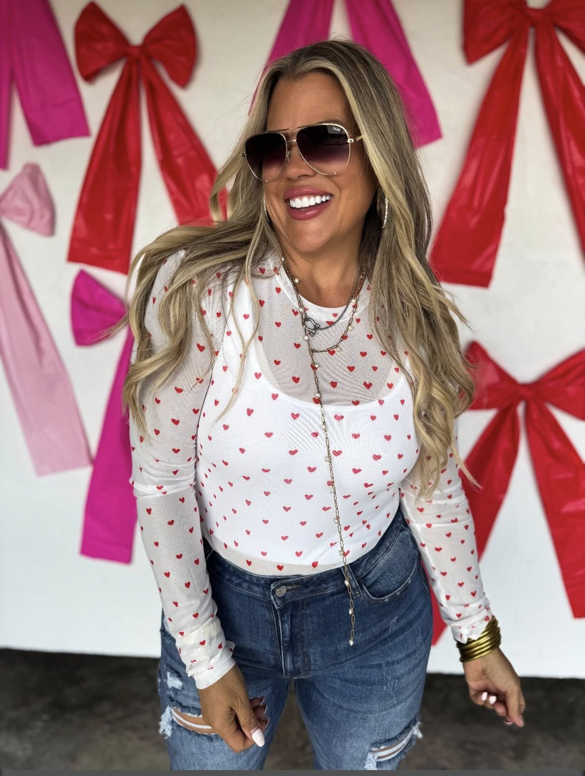 Hearts Mesh Top
