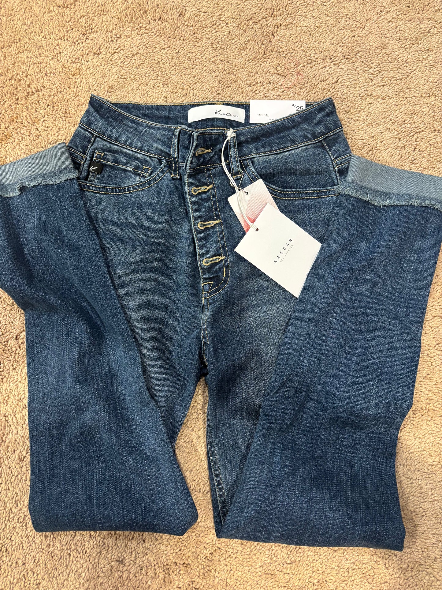 KanCan High Rise Ankle Skinny Button Front Jean