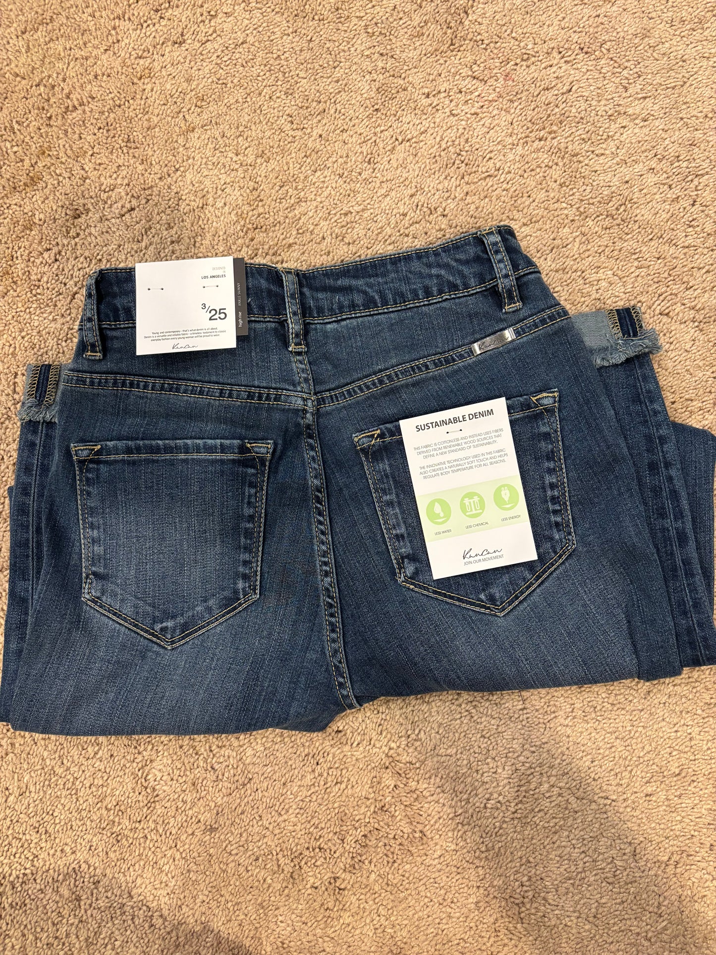 KanCan High Rise Ankle Skinny Button Front Jean