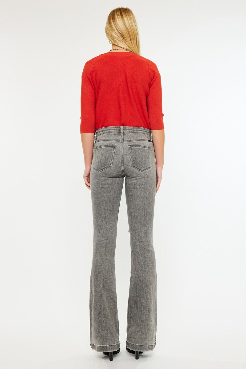 Distressed Flared Jeans Gray