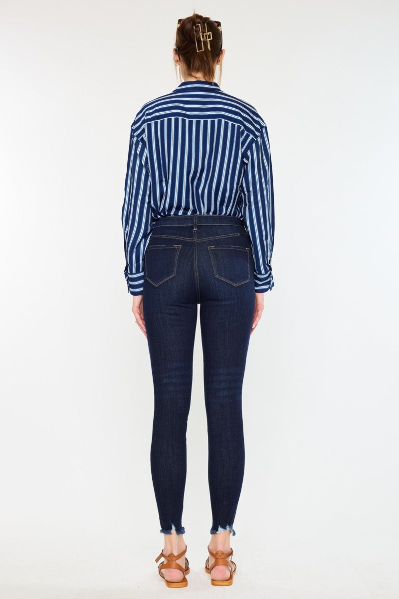 High Rise Super Skinny Button Front