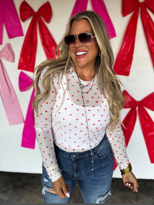 Hearts Mesh Top
