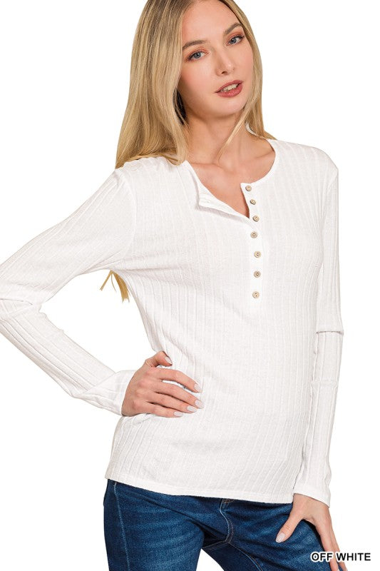 Ribbed Long Sleeve Ribbed Button Down Shirt