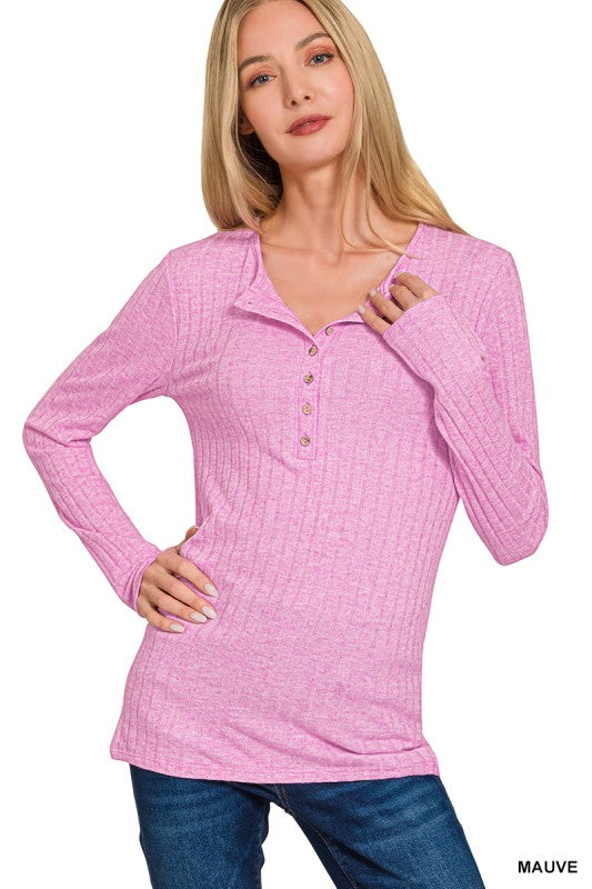 Ribbed Long Sleeve Button Down