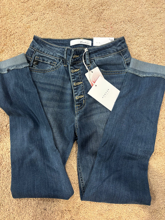 KanCan High Rise Ankle Skinny Button Front Jean