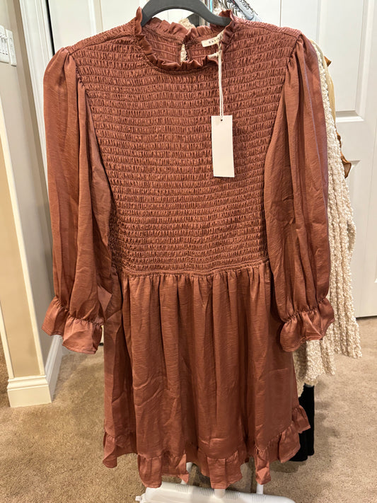 Long Sleeve Stretch Top Dress with Keyhole Back