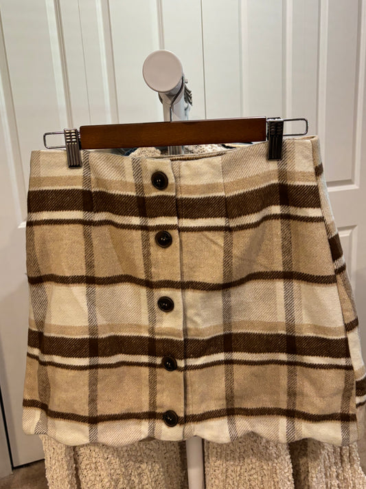 Plaid Flannel Button Down Mini Skirt