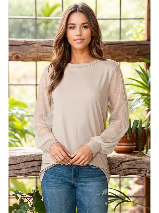 Solid Tunic with Lace Sleeves
