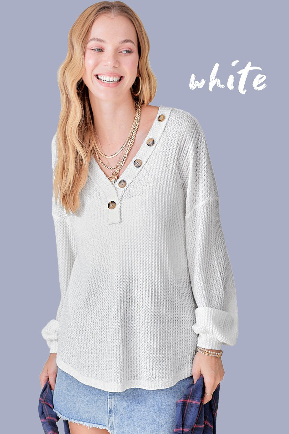 Waffle Button Down Charcoal only